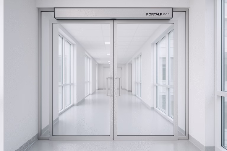 puerta de cristal automatica abatible con iso 3 de portalp mexico